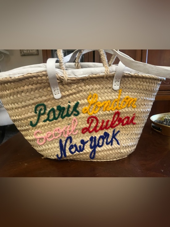 Colores Collective Handbags - Paris London Dubai New York Straw Tote-Colores Collective Market Bskt